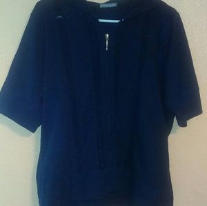 Three hearts short sleeve zipper front hoodie